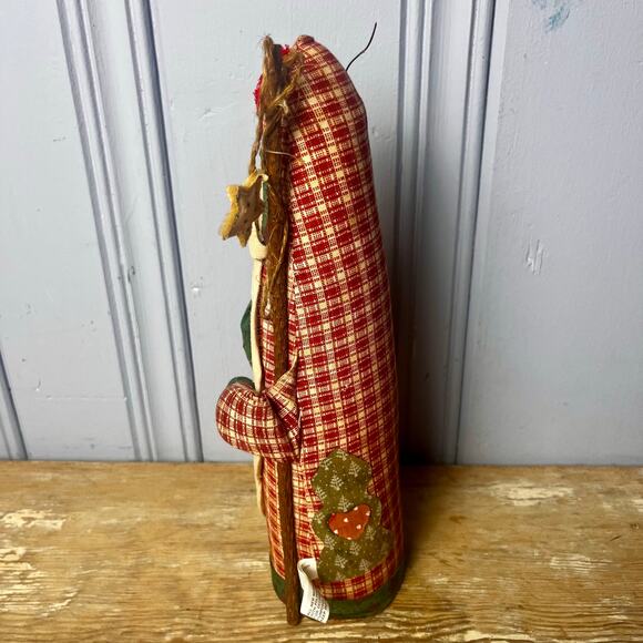 Vintage Folk Art Santa Christmas Decoration Primitive Rustic Fabric Holiday 11” - Picture 5 of 16